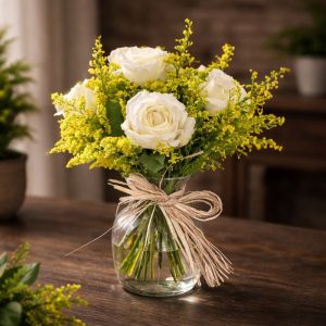 Buquê Serenidade - 6 rosas brancas