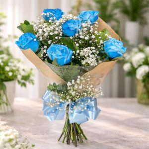 Buquê Blue Eyes - 6 rosas azuis