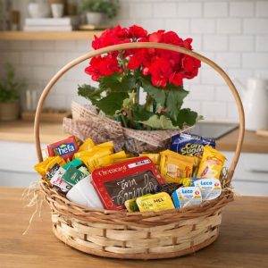 Cesta de Café da Manhã Com Begônia