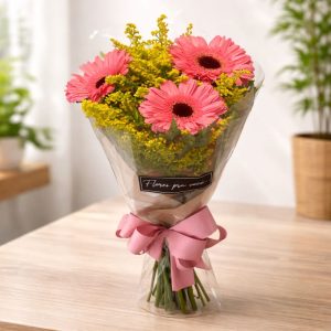 Buque com 3 gérberas