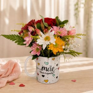 Caneca da mamãe com flores do campo
